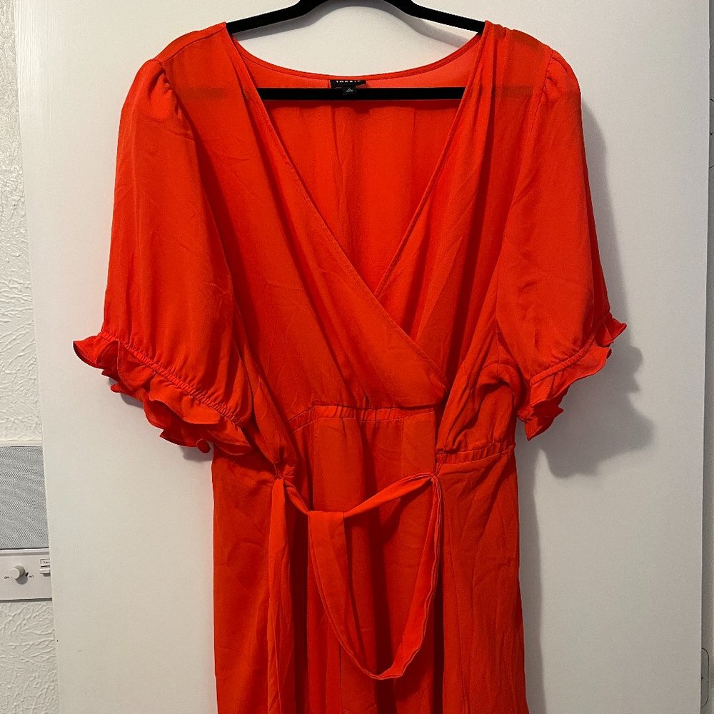 Bright orange reddish blouse top work shirt